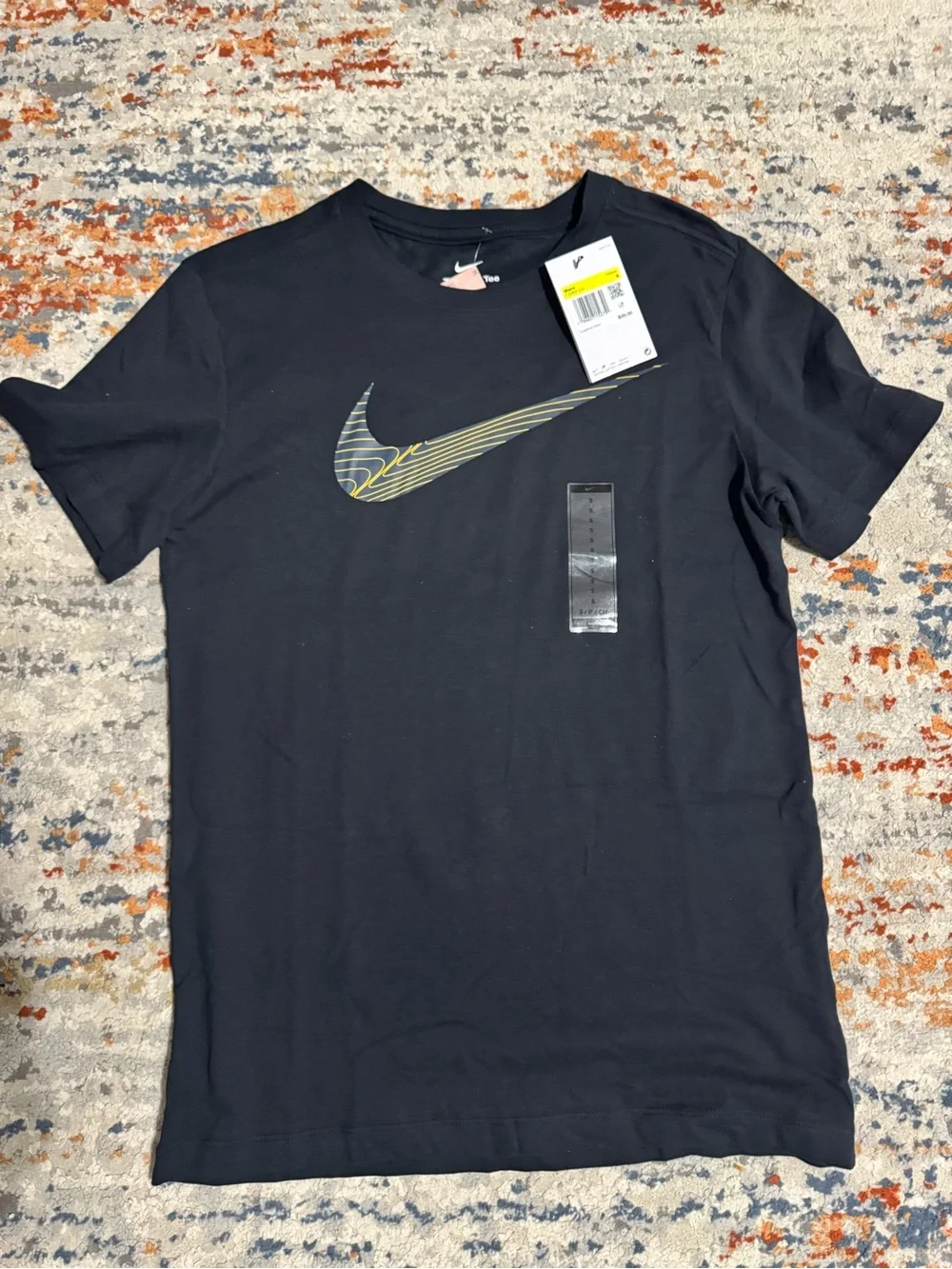 Nike Black Short-Sleeve Tee with Yellow-Accented Swoosh